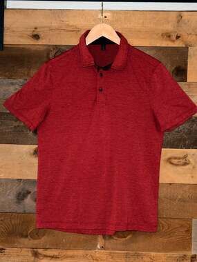 Lululemon Men's Short Sleeve Polo Shirt Red Size S 0326